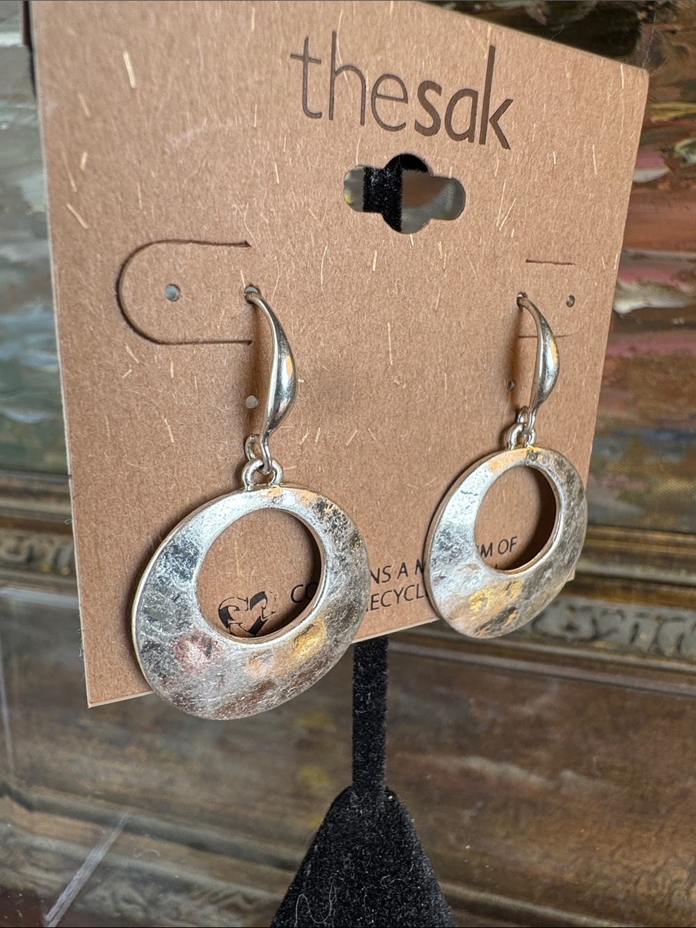0629-The Sak Silver Open Circle Dangle Earrings